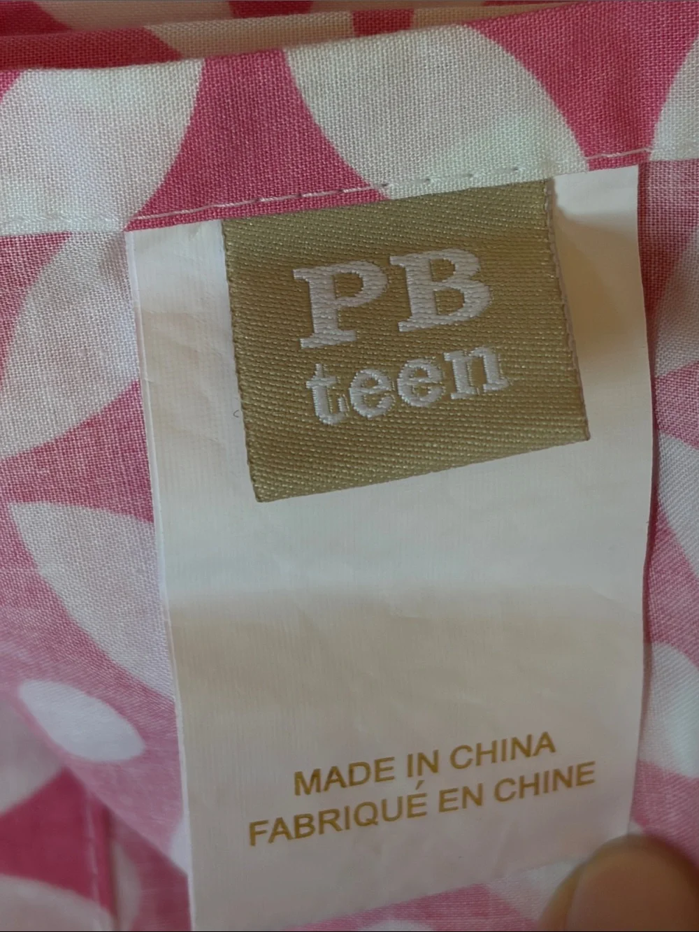 PB Teen Queen Sized 100% Cotton Pink/White Pattern Sheets